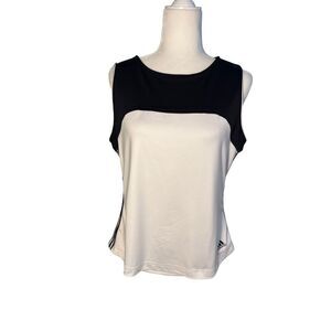 Adidas sleeveless black and white color block tennis top - L